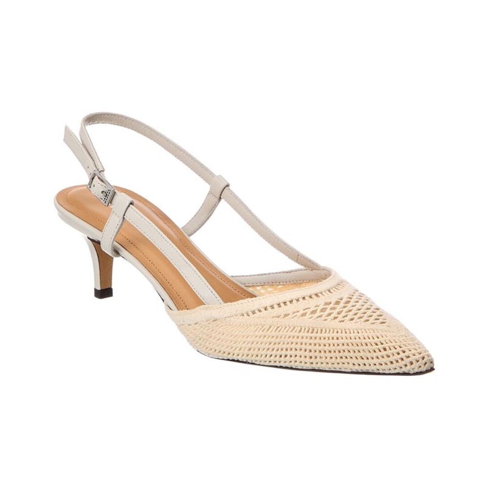 Isabel Marant Pilia Crochet & Leather Slingback Pump, White